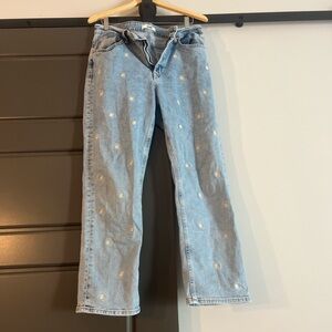 Mavi Light Blue Straight Leg Jeans with Embroidery